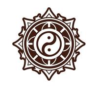 une icône de style glyphe du symbole yin yang Stickers muraux en vinyle 67.2x67.4cm Stickers pour vitres Café