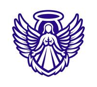 une icône de style glyphe représentant un symbole d'ailes de gardien Stickers muraux 42x45.5cm Fourni avec un kit de film de transfert Bleu foncé