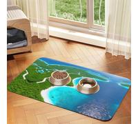 Une île dans la mer Pet Nappe en cuir absorbant 40 x 60 cm avec base en caoutchouc antidérapant pour chats et chiens