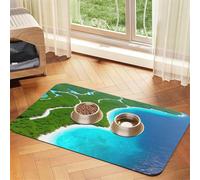 Une île dans l'océan Nappe en cuir absorbant pour animal domestique Tapis de gamelle pour chien ou chat