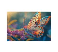Une image agrandie de papillons cueillant des fleurs - Puzzle de 1000 pièces pour adultes - Puzzles en bois pour adultes - Cadeaux pour décoration d'intérieur