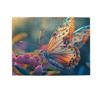 Une image agrandie de papillons cueillant des fleurs Puzzle en bois de 500 pièces pour adultes Puzzle stimulant pour taille du jeu 38,1 x 51,8 cm