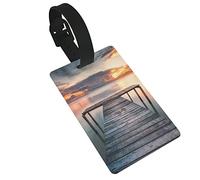 Une jetée en bois se dirigeant vers la mer de Chine méridionale pendant le coucher du soleil 2 étiquettes de bagage, boucle d'étiquette d'identification de couverture de confidentialité et carte d'a