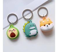 Une jolie housse de protection en silicone style dessin animé compatible avec Apple Airtag petit dinosaure,avocat,chien,football,fraise,Patte de chat,citron,Fesses de Corgi,Briquettes,basket-ball,caro