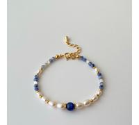 Une Lettre D'Amour Romantique Française Autour Du Poignet Bracelet Perles À L'Esprit Apaisant En Bleu