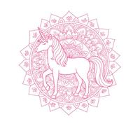 une licorne avec un motif de mandala autour d'elle Stickers gravés 42x43cm Stickers pour vitres Rose