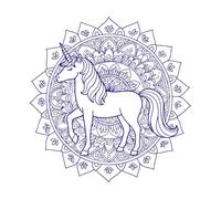 une licorne avec un motif de mandala autour d'elle Stickers gravés 54.6x55.9cm Peinture murale artistique Bleu foncé