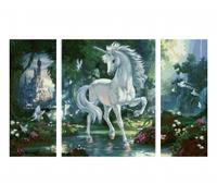Une licorne dans la forêt magique Triptyque - Peinture par numéros