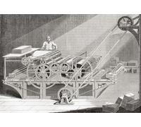 Une machine d'impression à la vapeur du XIXe siècle. De la vieille Angleterre : un musée pictural publié en 1847. Poster imprimé par Ken Welsh (16 x 11)