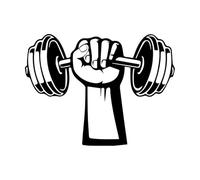 Une main forte tenant un haltère symbolise la force, la santé et la détermination Stickers gravés 60.8x81.4cm Installation facile Noir