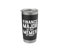 Une majeure en finance, le jour, les mèmes, la nuit, une blague financière, étudiante Gobelet isotherme en acier inoxydable double paroi