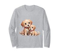 Une Maman Retriever Mignonne et Un Amour pour Son Chiot Manche Longue