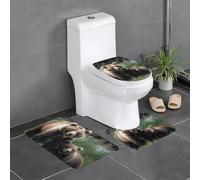 Une Mère Et Son Ourson Tapis De Bain 3Pcs, Tapis WC Décoratif Housse D'Abattant pour Intérieur Douche