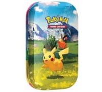 Une mini-tin pokemon méga evolution me2.5 héros transcendants : pikachu et gruikui - cartes a collectionner française