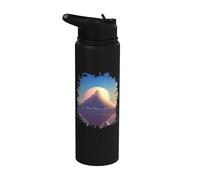 Une montagne solitaire de barbe à papa avec des nuages Stainless Steel Insulated Water Bottle