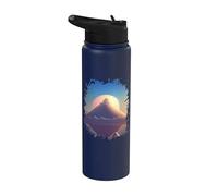Une montagne solitaire de barbe à papa avec des nuages Stainless Steel Insulated Water Bottle