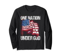 Une Nation sous Dieu Américain USA Amérique Patriotique Nous Manche Longue