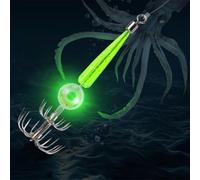 Une nouvelle approche pour la pêche de nuit. Ce duo de leurres de calamars illuminés par des LED améliore vos prises (4# vert)