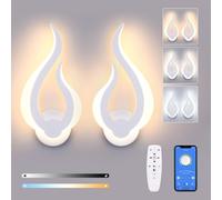 Une Paire 2.4g Télécommande Applique Murale Intérieur Led 10w Dimmable 3 Température De Couleur Lampe Murale Moderne Éclairage Tricolore Veilleuse Pour Chambre Enfant Bureau Couloir (Blanc)