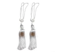 Une paire d'attaches de rideaux décoratives avec pompons et perles, crochets de rideaux en corde, pour cantonnières de fenêtre dans le salon, la chambre, la salle à manger ou le bureau, longueur