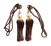 Une paire d'attaches de rideaux décoratives avec pompons et perles, crochets de rideaux en corde, pour cantonnières de fenêtre dans le salon, la chambre, la salle à manger ou le bureau, longueur