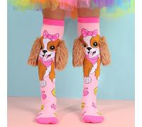 Une paire de chaussettes montantes mignonne pour enfants avec motif de petit chien, convient pour l'été, les fêtes et les vacances, ainsi que pour le campus 8-12Y,2-3Y,4-5Y,5-8 ansAnimal,CartoonPolyes