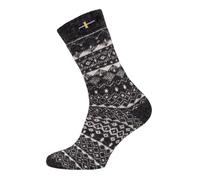Une paire de chaussettes norvégiennes pour homme et femme Jacquard Suède Design scandinave Chaussettes douillettes en 80 % laine Chaussettes épaisses Hyggelig Chaud, Anthracite/écru, 47-50
