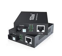 Une Paire de Convertisseur de Média Gigabit Ethernet, Built-in Bidi Monomode Simplex SC Transceivers, jusqu'à 40km, European Power Adapters