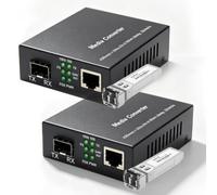 Une paire de convertisseurs de média Gigabit fibre avec 2 paquets de modules Gigabit SFP LC 20 km monomode, convertisseur fibre vers Ethernet 1,25 G/s, Gigabit SFP vers RJ45 10/100/1000 m, SMF, 1310