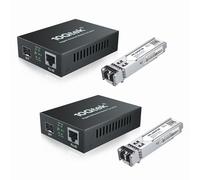 Une paire de convertisseurs de médias Gigabit Ethernet Bidi 1,25 G/s, convertisseur multimode double fibre LC vers Ethernet avec 2 modules SFP-SX, fibre 1,25 G vers RJ45, 10/100/1000Base-Tx vers