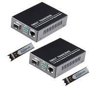 Une paire de convertisseurs Gigabit Ethernet SFP en fibre avec module émetteur-récepteur LC double cœur, LC monomode, fente SMF RJ45 vers SFP jusqu'à 20 km, 10/100/1000Base-Tx à 1000Base-SX (lot de 2)