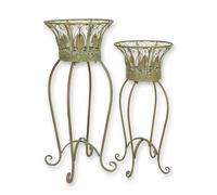 Une paire de jardinières en fer sur pied réplique design rétro décoration
