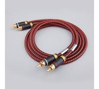 Une paire de lignes - 1.5m - amplificateur de puissance, en cuivre sans oxygène, HIFI rouge et blanc RCA deux sur deux audio CD, son double ligne de signal lotus