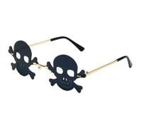 Une paire de lunettes de soleil en forme de tête de mort sans monture pour fête d'Halloween (noir)