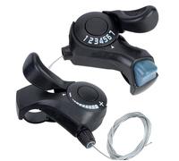 Une paire de manettes de dérailleur à pouce pour vélo, comprenant une manette droite à 7 vitesses et une manette gauche à 3 vitesses