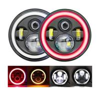 Une Paire De Phares LED De 7 Pouces De Haut, Phare Rond DRL Halo Pour Freightliner Pour La Classe Century 1996-2011 Avec H4-H13 Plug And Play Phares(Red-7inch)