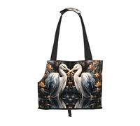 Une paire de sacs à bandoulière pliables et portables avec imprimé oiseaux d'eau, convient pour transporter de petits animaux de compagnie