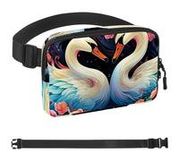 une paire de sacs banane cygnes pour homme et femme, sac banane avec poches zippées, sac banane imperméable avec sangle réglable pour l'entraînement, la course, les voyages, la randonnée, multicolore,