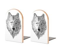 Une paire de serre-livres pour étagères, serre-livres loup gris pour bureau et école
