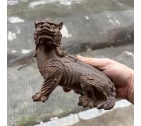 Une paire de statues en bois d'agar naturel à gauche et à droite - Le trésor de la maison - Les ornements de la bête divine qui sortent, Feng Shui pour attirer la richesse, le bureau et la maison Bête
