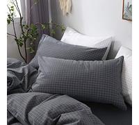 Une Paire de taies d'oreiller pour Femme au Foyer en Pur Coton - taies d'oreiller lavables en Machine faciles à entretenir-60 cm x 90 cm_Gris
