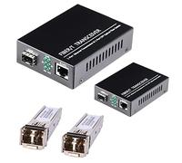 Une paire d'émetteurs-récepteurs en fibre, convertisseur de média Ethernet SFP multi-mode Bidi Gigabit 1,25 G/s avec 2 modules LC double inclus, 10/100/1000Base-Tx vers 1000Base-SX SMF RJ45 vers SFP
