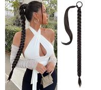 Une Perruque En Fibre Chimique Noire À La Mode, Extension De Cheveux Femme Longue Tresse, Extension De Cheveux De Type Bande De Cheveux, Perruque Tresse, Queue De Cheval Multicolore