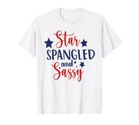 Une petite fille pleine d'humour du 4 juillet, une étoile à paillettes, patriotique et impertinente T-Shirt