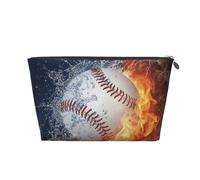 Une Photo d'une Balle de Baseball dans l'eau et Le feu, Trousse de Toilette Trousse de Maquillage Sac à cosmétiques Trousse de Toilette de Voyage Portable