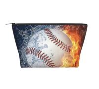 Une Photo d'une Balle de Baseball dans l'eau et Le feu, Trousse de Toilette Trousse de Maquillage Sac à cosmétiques Trousse de Toilette de Voyage Portable