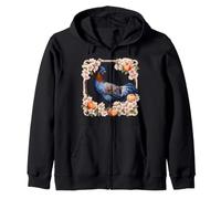 Une Poule Bleue du Delaware entourée de Fleurs de pêcher Sweat à Capuche