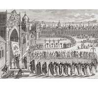 Une procession auto-da-fe ou acte de foi de l'Inquisition portugaise à Goa India. Après une œuvre du XVIIIe siècle par Bernard Picart. Poster imprimé par Ken Welsh (16 x 12)