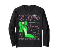 Une Reine est née en Janvier. Joyeux Anniversaire à Moi Manche Longue