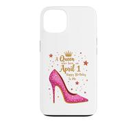 Une Reine est née Le 1er Avril Célébration d'anniversaire Glamour Coque pour iPhone 13